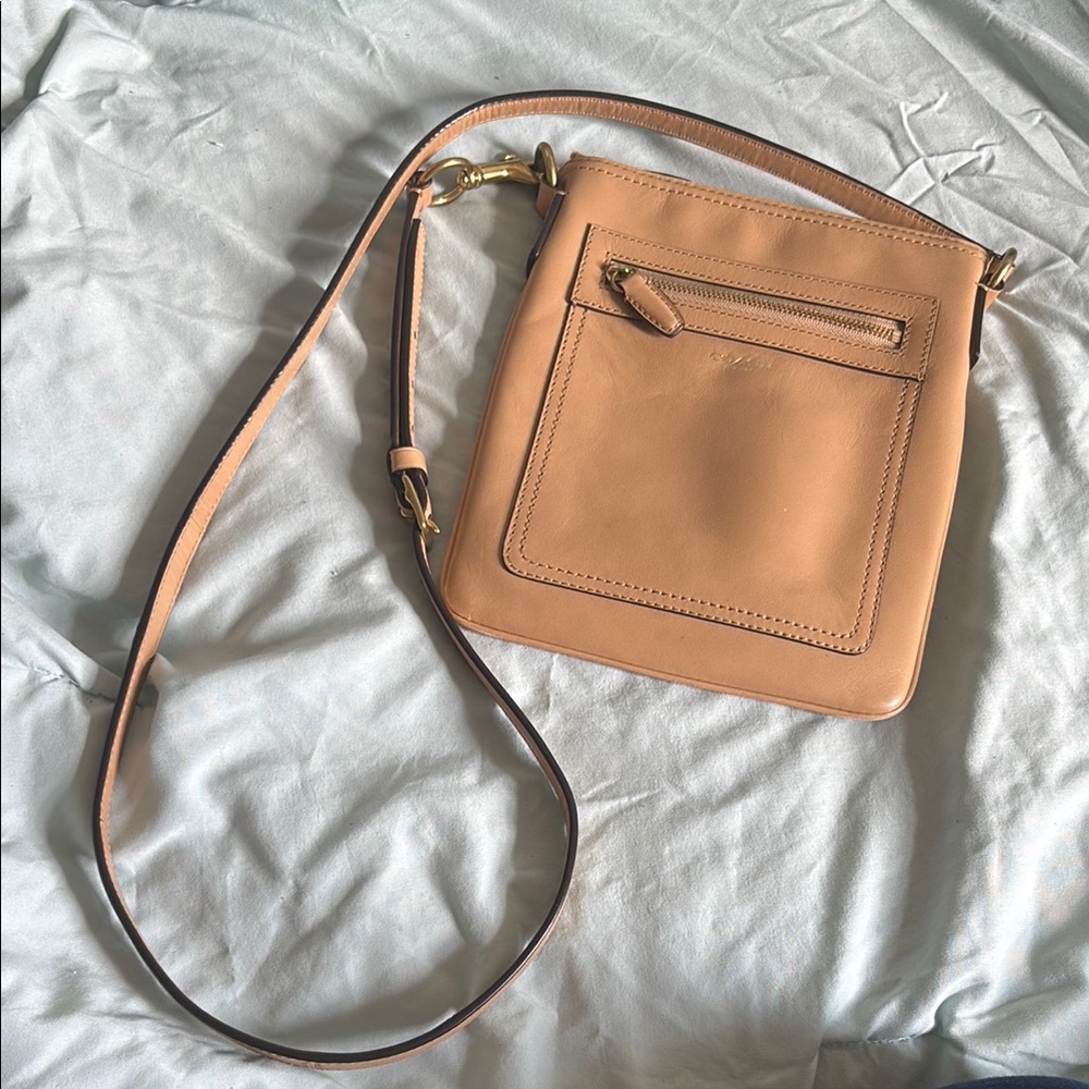 Coach Tan Leather Crossbody Bag with Adjustable Strap